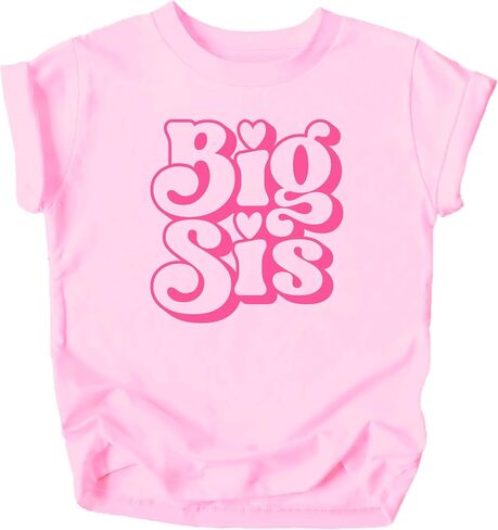 Olive Loves Apple Big Sis & Lil Sis Matching Shirts for Siblings Retro Pink Graphic Tee Sold Individually in Saudi Arabia