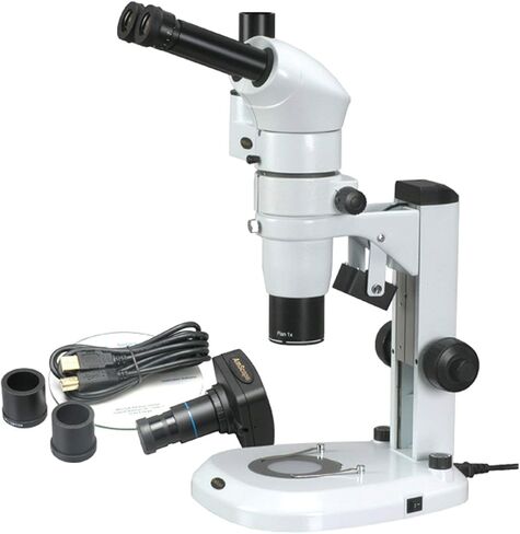AMSCOPE PM240T-10M DIGITAL TRINOCULAR MAIN MAIN MININGER MOINGER AND SOOM ، WH10X Eyepieces ، 8x-80x templication ، 0.8x-8x Zoom Ober in Saudi Arabia