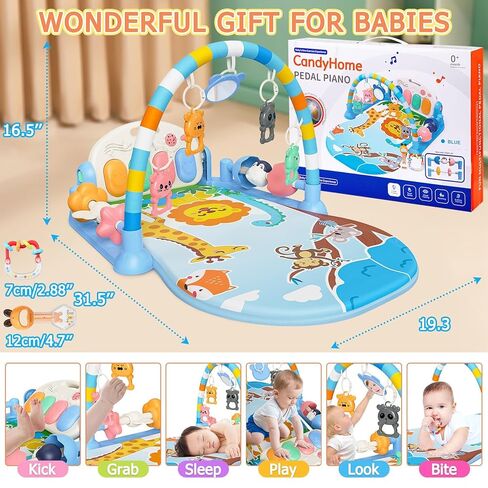طفل يلعب مع ركلة وتلعب بيانو صالة الألعاب الرياضية ، حصيرة وقت بطن مضحكة مع الموسيقى والأضواء ، صالات رياضية للأطفال وألعاب اللعب مع 5 ألعاب حسية للرضع ، مواليد حديثي الولادة وفتاة هدايا من 0 إلى 3 6 9 12 شهرًا (الوردي) in Kuwait