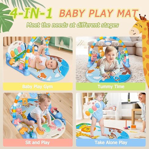 طفل يلعب مع ركلة وتلعب بيانو صالة الألعاب الرياضية ، حصيرة وقت بطن مضحكة مع الموسيقى والأضواء ، صالات رياضية للأطفال وألعاب اللعب مع 5 ألعاب حسية للرضع ، مواليد حديثي الولادة وفتاة هدايا من 0 إلى 3 6 9 12 شهرًا (الوردي) in Kuwait