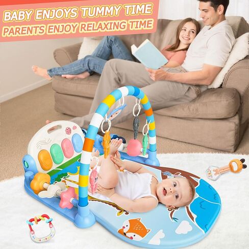طفل يلعب مع ركلة وتلعب بيانو صالة الألعاب الرياضية ، حصيرة وقت بطن مضحكة مع الموسيقى والأضواء ، صالات رياضية للأطفال وألعاب اللعب مع 5 ألعاب حسية للرضع ، مواليد حديثي الولادة وفتاة هدايا من 0 إلى 3 6 9 12 شهرًا (الوردي) in Kuwait