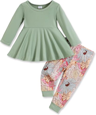 Baby Girl Clothes Toddler Girl Outfits Fall Winter Ruffle Shirt Pants Cute Infant Clothing Set for Little Girl in Saudi Arabia