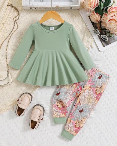 Baby Girl Clothes Toddler Girl Outfits Fall Winter Ruffle Shirt Pants Cute Infant Clothing Set for Little Girl in Saudi Arabia