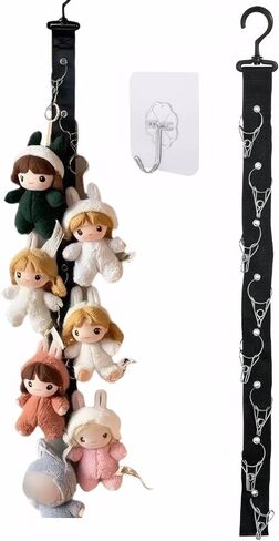 Plush Toy Display Strap for 6-7 inch Dolls, Stuffed Animal Hanging Chain with 8 Clips, Doll Hanging Organizer with hook (No Dolls Included) in Saudi Arabia