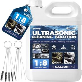 Qucship Makes 9 Gallons Concentrated Ultrasonic Cleaner Solution - Safe for All Metals Ultrasonic Carburetor Cleaner, Ultrasonic Cleaning Solution for Engine Parts, Removes Dirt & Grease (1 Gallon) in Kuwait