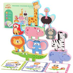 Montessori Toys for Toddlers, 10 Pack Wooden Animal Stacking Blocks, Sorting & Stacking Preschool Learning Activities, Gift for Boys, Girls in Saudi Arabia