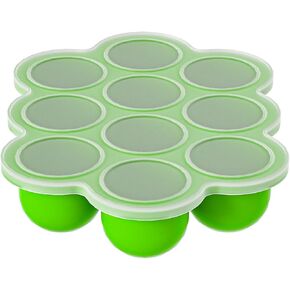 10 Cavities 2 OZ Portions Silicone Baby Food Freezer Tray with Lid,Ice Cube Trays & Molds,Baby Popsicle Mold,Egg Bite Molds,for Freezing and Baking Breast Milk,ice Cube,Egg Bites (Green) in Saudi Arabia