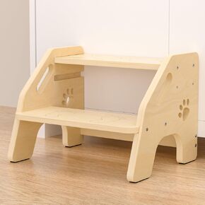 Toddler Step Stool Wooden - Height-Adjustable Kids 2 Step Stool Ladder with Cute Bear Design for Bathroom Sink Toilet Potty Training Kitchen Bedroom in Saudi Arabia