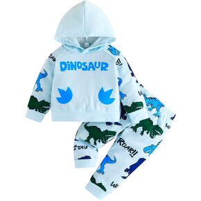 مجموعات ملابس بوي Jecson Toddler: ملابس رفيعة ناعمة للديناصورات الملونة والسروال 2pcs in Kuwait