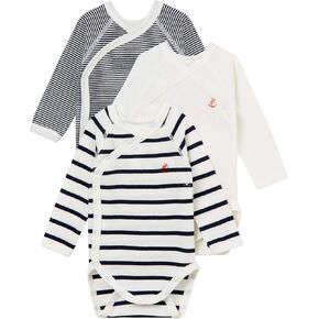 Petit Bateau Babies' Long-Sleeved Stripy Cotton Bodysuits - 3-Pack STYLE 54219 SIZES NB-12 MONTHS in Saudi Arabia