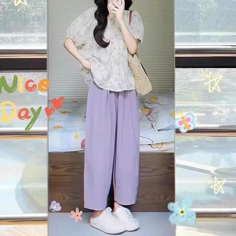 دعاوى الأمومة النسائية الحامل الصيفي النحيف الطبعة والأكمام الفقاعة الترفيهية أعلى وسروال مجموعة من قطعتين (الولايات المتحدة ، ألفا ، xx-large ، العادية ، العادية ، بدلة أرجوانية) in Kuwait