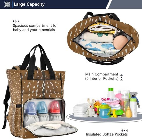 ALAZA Diaper Bag Backpack for Baby Nappy Changing Bags Multifunction Deer Print Travel Back Pack(226te5c) in Saudi Arabia