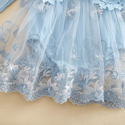 Douhoow Baby Girl Romper Dress Fress Embroidery Lace Flowers Baby Dress Romper Fall Winter Festival With Withbelder in Kuwait