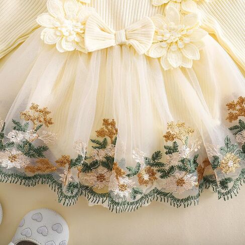 Douhoow Baby Girl Romper Dress Fress Embroidery Lace Flowers Baby Dress Romper Fall Winter Festival With Withbelder in Saudi Arabia