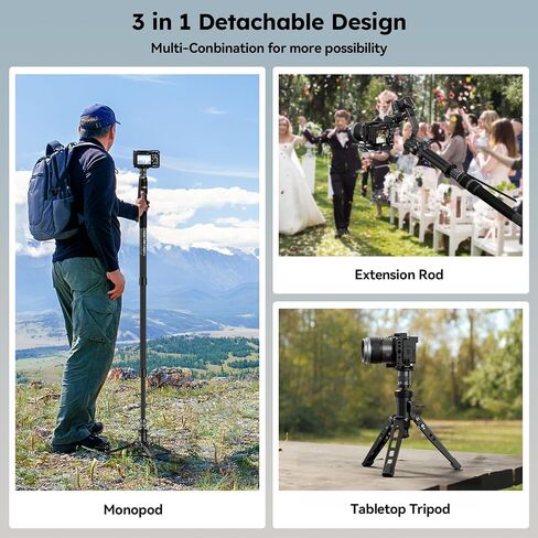 Sirui SVM-165P ألياف الكربون السريعة monopod مع مجموعة قاعدة المشبك QC-55 ، 65 بوصة monopod مع أقدام الدواسة ، تعديل ارتفاع خطوة واحدة ، وحدات 3 في 1 in Saudi Arabia