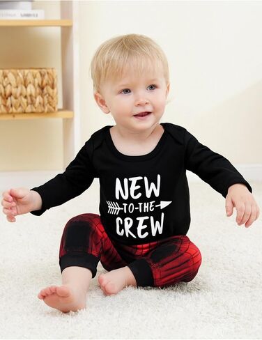 Renotemy Newborn Baby Boy Fall Clothes, Long Sleeve Letter Printed Rompers Plaid Pants Hat Outfits Clothing Set 0-18 Months in Saudi Arabia