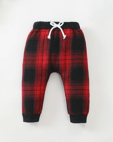 Renotemy Newborn Baby Boy Fall Clothes, Long Sleeve Letter Printed Rompers Plaid Pants Hat Outfits Clothing Set 0-18 Months in Saudi Arabia