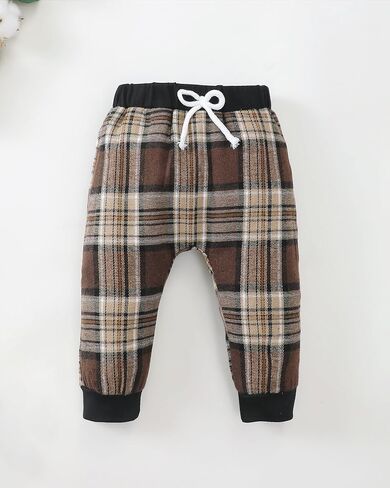 Renotemy Newborn Baby Boy Fall Clothes, Long Sleeve Letter Printed Rompers Plaid Pants Hat Outfits Clothing Set 0-18 Months in Saudi Arabia