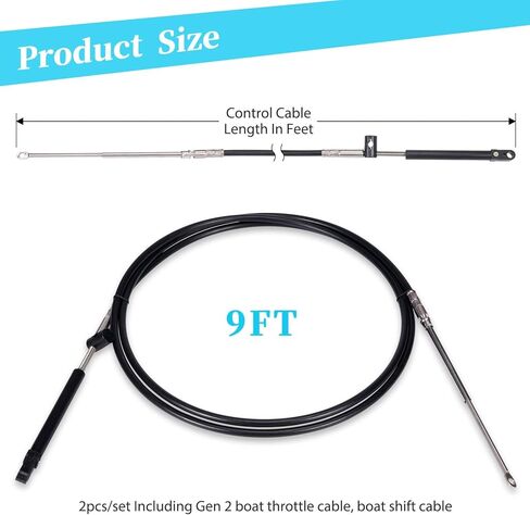 14ft Boat Throttle and Shift Cables, 600A Gen I Remote Control Cable Fit for Mercury MerCruiser Marine Force Outboard Engine, Replace CC17914 (2pcs/Set) in Saudi Arabia