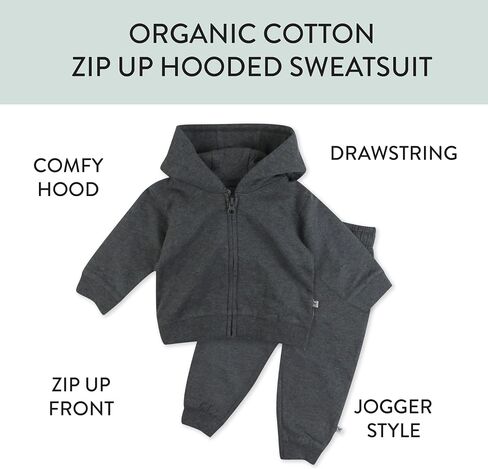 HonestBaby baby-boys 2-piece Fleece Zip Hoodie and Sweatpant Set 100% Organic Cotton for Infant Baby and Toddler, Boys in Saudi Arabia