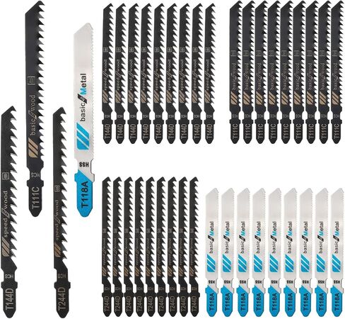 40 PCS Jigsaw Blades الخشب ، شفرات رقبة متخصصة في شفرات Long T Shank Jigsaw مجموعة طاقة القطع الصلب الكربونية لقطع PVC البلاستيكية الخشبية والمعادن (T144D ، T244D ، T111C ، T118A ، كل 10pcs) in Saudi Arabia