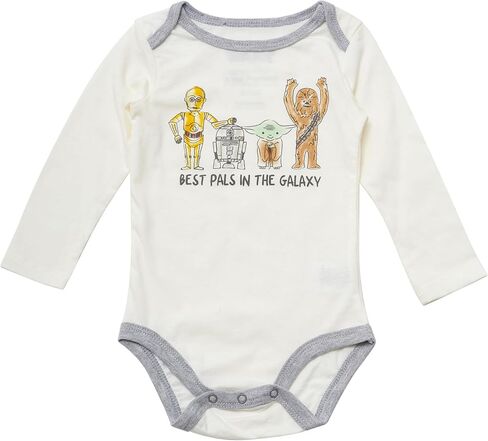 Star Wars Boys Infant قطعة واحدة bodysuit بأكمام طويلة من النوع الثقيل سراويل وركض السراويل والمرايل - 4 قطعة مريحة مجموعة in Kuwait