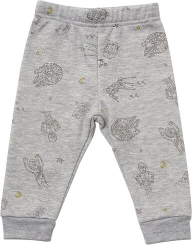 Star Wars Boys Infant قطعة واحدة bodysuit بأكمام طويلة من النوع الثقيل سراويل وركض السراويل والمرايل - 4 قطعة مريحة مجموعة in Kuwait