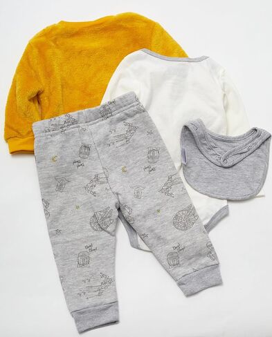 Star Wars Boys Infant قطعة واحدة bodysuit بأكمام طويلة من النوع الثقيل سراويل وركض السراويل والمرايل - 4 قطعة مريحة مجموعة in Kuwait