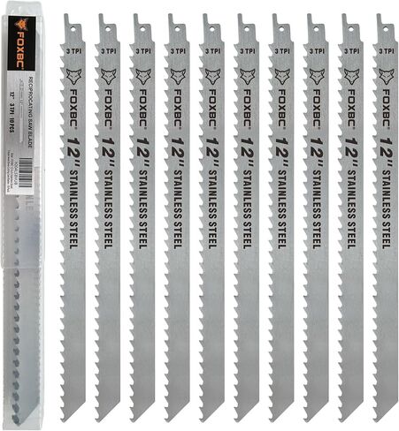 FOXBC 12 Inch Stainless Steel Frozen Meat Bone Saw Blades 3 TPI for Reciprocating and Sawzall Saws - 10 Pack in Saudi Arabia