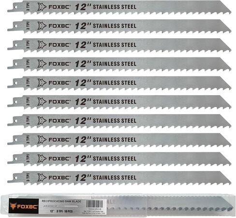 FOXBC 12 Inch Stainless Steel Frozen Meat Bone Saw Blades 3 TPI for Reciprocating and Sawzall Saws - 10 Pack in Saudi Arabia