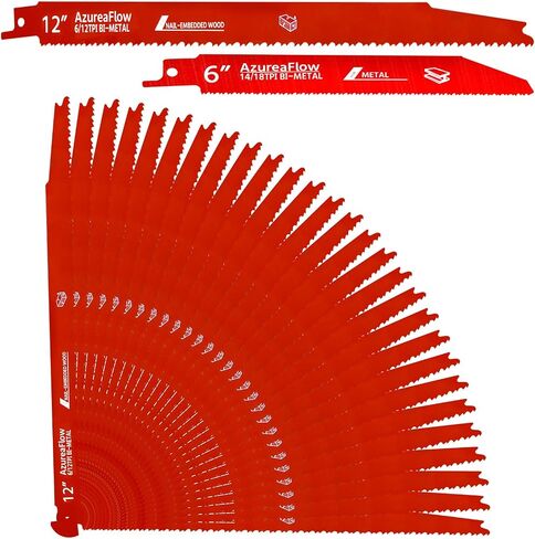 𝑵𝒆𝒘 25 Pack 9 Inch 6/12 TPI Reciprocating Saw Blades, 0.05in Thickened Bi-Metal Saw Blade for Wood Nail-Embedded Wood Cutting, Saw Blades Metal with 1 Pack 6in 14/18 TPI Blade in Kuwait