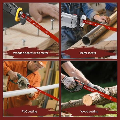 𝑵𝒆𝒘 25 Pack 9 Inch 6/12 TPI Reciprocating Saw Blades, 0.05in Thickened Bi-Metal Saw Blade for Wood Nail-Embedded Wood Cutting, Saw Blades Metal with 1 Pack 6in 14/18 TPI Blade in Kuwait