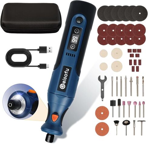 Cordless Rotary Tool Kit Mini, 7.4V 12-Speed Power USB Rechargeable, for DIY Crafts, Jewelry Making, Wood Carving, Polishing, Sanding, Drilling with 51 Accessories in Kuwait