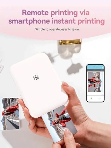 طابعة صور فورية ميني محمولة - Bluetooth 5.0 ، تعمل مع iOS & Android (مع 20 ورقة من 2 × 3 في ورق الصور Zink) in Kuwait