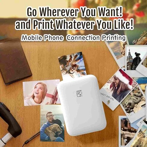 طابعة صور فورية ميني محمولة - Bluetooth 5.0 ، تعمل مع iOS & Android (مع 20 ورقة من 2 × 3 في ورق الصور Zink) in Kuwait
