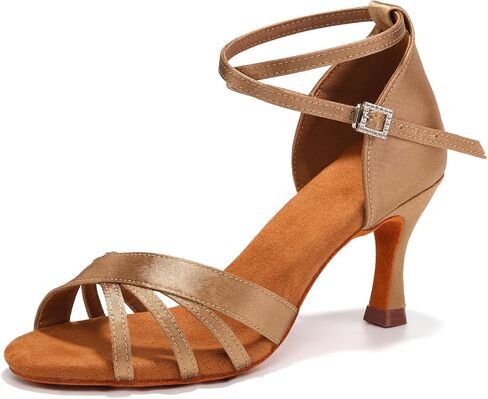 Women's Latin Dance Shoes Open Toe Satin Professional Ballroom Salsa Tango Practice in Kuwait