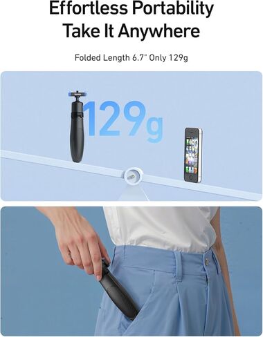 Telesin 40cm/15.7 '' Mini Selfie Stick Trans Trans ، Magnetic Quick release shelpie Sticks Grip ، monopod monopod ، 360 ° قابلاً للتعديل القابل للتعديل لـ DJI Osmo Action 5 Pro/4/3 ملحقات الكاميرا in Kuwait