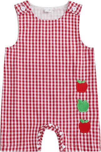 Back To School Newborn Baby Boy Clothes Apple Bus Pencil Romper Sleeveless Shortall First Day Of School Outfit in Saudi Arabia