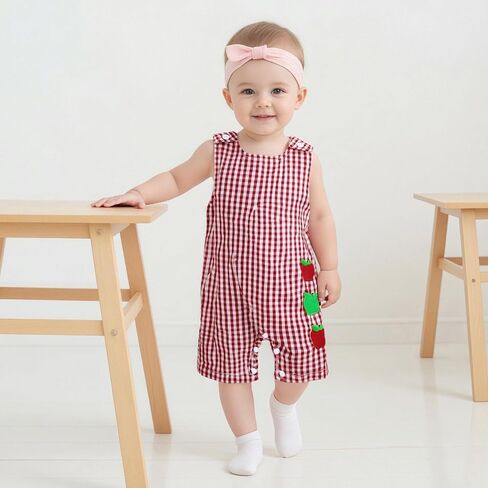 Back To School Newborn Baby Boy Clothes Apple Bus Pencil Romper Sleeveless Shortall First Day Of School Outfit in Saudi Arabia