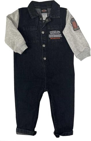 Harley -Davidson Baby Boys 'B & S Denim Work Work Shop Coveralls - Black in Kuwait