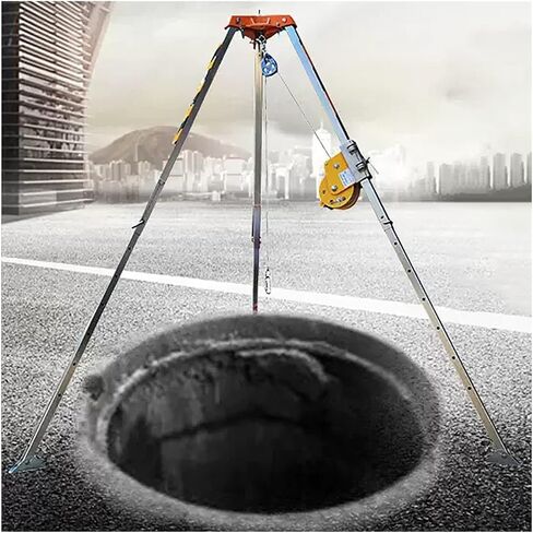 Aluminum Tripod Rescue Kit for Confined Spaces - Fall Protection System with 30m Rope for Emergency Firefighting & Lifting Operations - Durable & Lightweight in Saudi Arabia