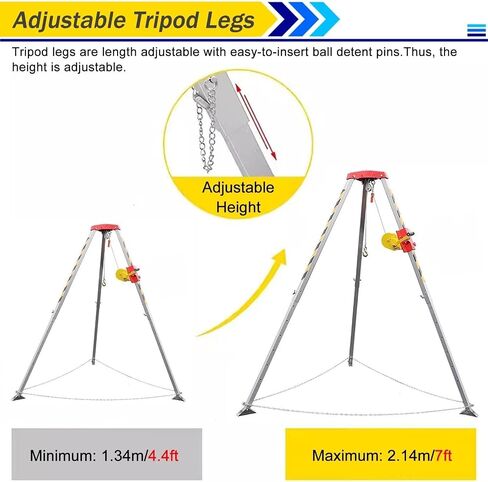 Aluminum Tripod Rescue Kit for Confined Spaces - Fall Protection System with 30m Rope for Emergency Firefighting & Lifting Operations - Durable & Lightweight in Saudi Arabia