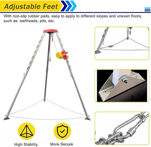 Aluminum Tripod Rescue Kit for Confined Spaces - Fall Protection System with 30m Rope for Emergency Firefighting & Lifting Operations - Durable & Lightweight in Saudi Arabia