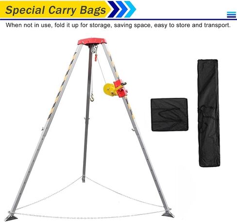 Aluminum Tripod Rescue Kit for Confined Spaces - Fall Protection System with 30m Rope for Emergency Firefighting & Lifting Operations - Durable & Lightweight in Saudi Arabia