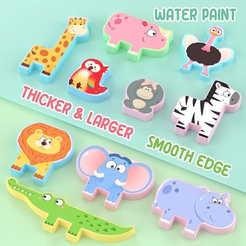 Montessori Toys for Toddlers, 10 Pack Wooden Animal Stacking Blocks, Sorting & Stacking Preschool Learning Activities, Gift for Boys, Girls in Kuwait