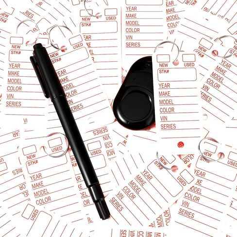 500 Pieces Yellow Dealership Tags Car Key Tags Shop Labels Blank Labeling Tags with Rings and 4 Pieces Pens for Office Car Shop Supplies in Kuwait