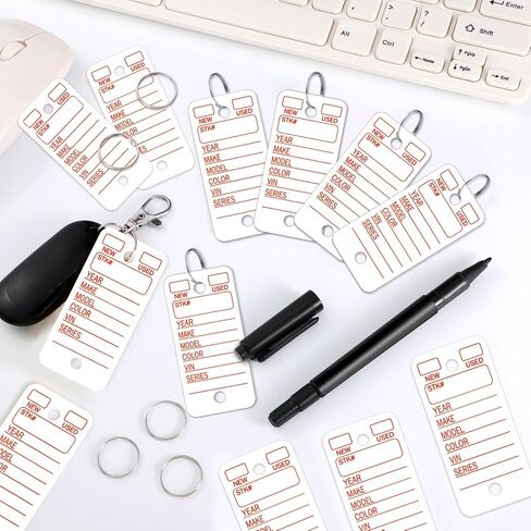 500 Pieces Yellow Dealership Tags Car Key Tags Shop Labels Blank Labeling Tags with Rings and 4 Pieces Pens for Office Car Shop Supplies in Kuwait