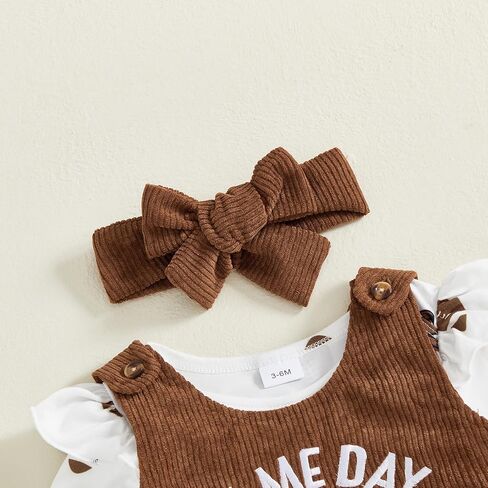 Baby Girl Football Outfit Rugby Print Romper Overall Dress Newborn Football Skirt Set Cute Fall Winter Clothes in Kuwait