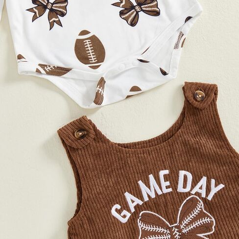 Baby Girl Football Outfit Rugby Print Romper Overall Dress Newborn Football Skirt Set Cute Fall Winter Clothes in Kuwait
