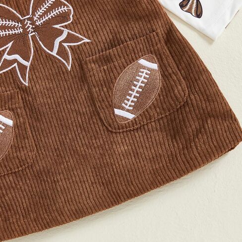 Baby Girl Football Outfit Rugby Print Romper Overall Dress Newborn Football Skirt Set Cute Fall Winter Clothes in Kuwait